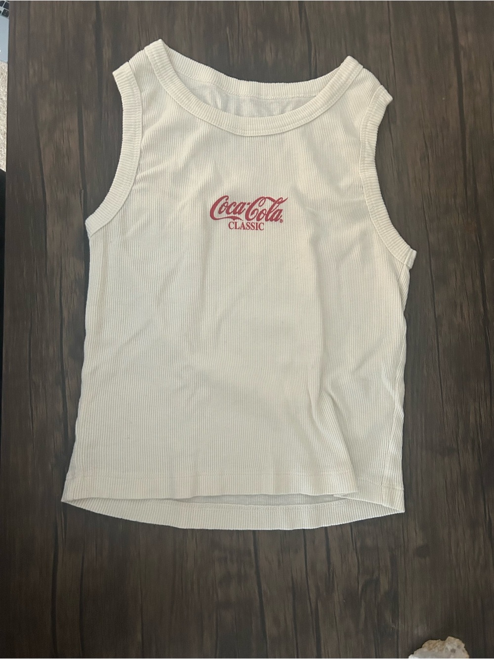 Coca-Cola White Ribbed Logo Tank